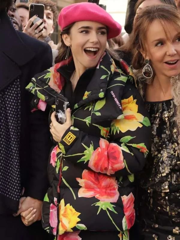 Emily In Paris Lily Collins Floral parachute Jacket