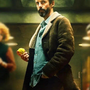 Dept. Q S01 Matthew Goode Brown Shearling Coat