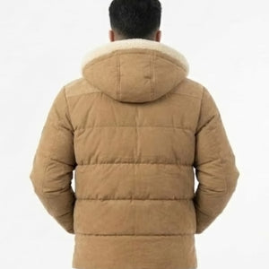 Men’s Shasta Down Shearling Hooded Puffer Jacket