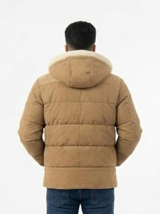 Men’s Shasta Down Shearling Hooded Puffer Jacket