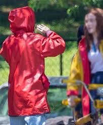 Eleven Red Raincoat - Stranger Things S04 Faux Leather Hooded Jacket