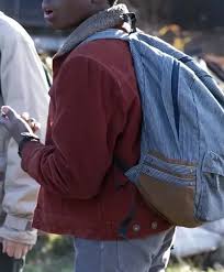 Lucas Sinclair Red Denim Jacket – Stranger Things red denim shearling collar jacket