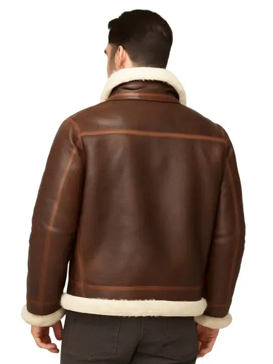 Alex Brown Sheepskin Shearling Aviator Leather Jacket