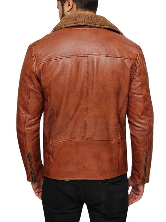 Mens Brown Leather Shearling Jacket