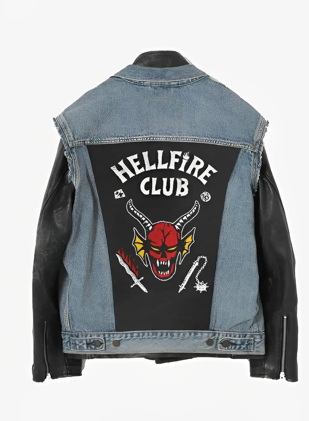 Eddie Munson Stranger Things Season 4 Hellfire denim and leather jacket