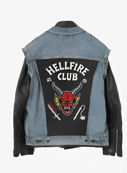 Eddie Munson Stranger Things Season 4 Hellfire denim and leather jacket