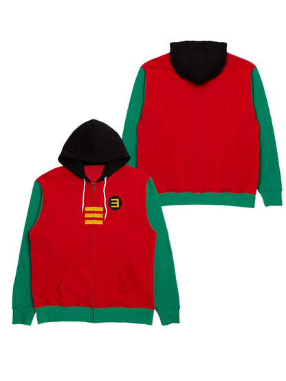 Eminem Rap Boy Zip-Up Hoodie - Red, Green & Black Fan Gear