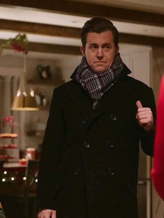 "Black wool coat inspired by Shawn Campbell in Christmas With the Campbells."