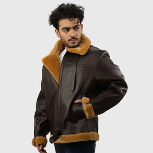 Men’s Flying Sheepskin Shearling Bomber Jacket