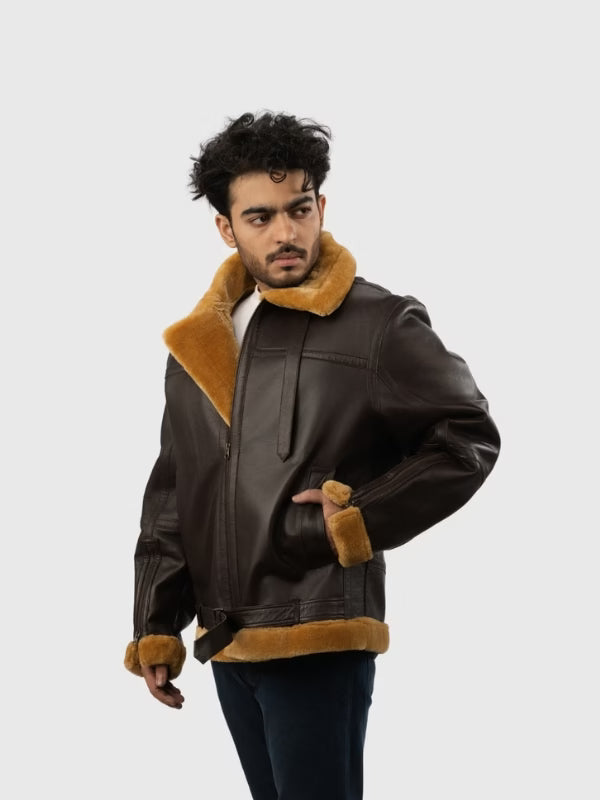 Men’s Flying Sheepskin Shearling Bomber Jacket