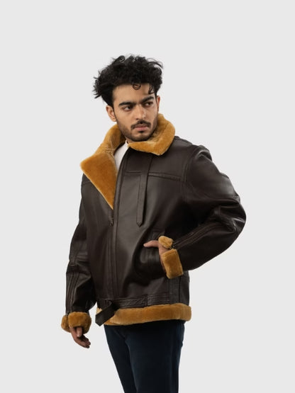 Men’s Flying Sheepskin Shearling Bomber Jacket