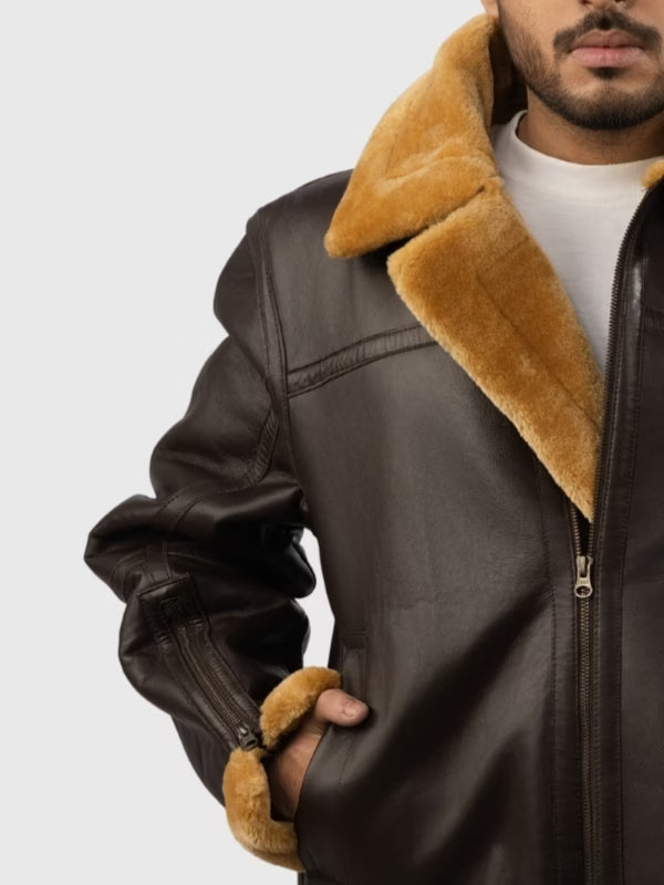 Men’s Flying Sheepskin Shearling Bomber Jacket