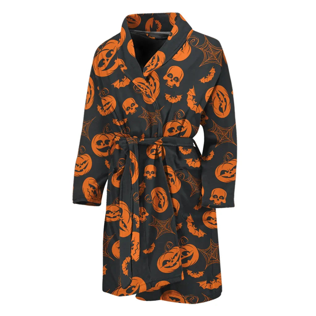 Shop Halloween Pumpkin And Bat Pattern Print Coat