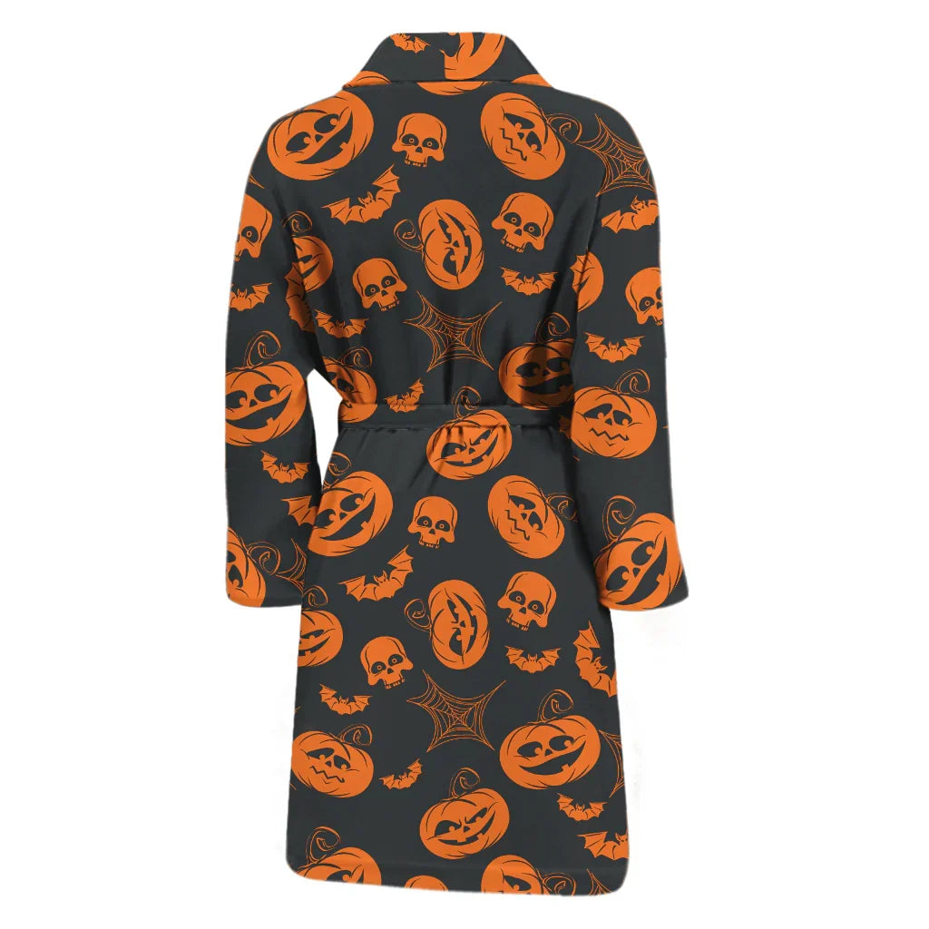 Shop Halloween Pumpkin And Bat Pattern Print Coat