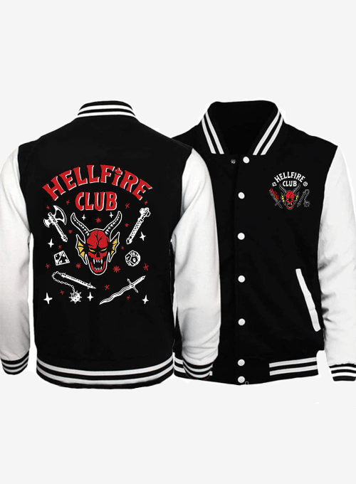 Hellfire Club Baseball Jacket Stranger Things wool leather varsity