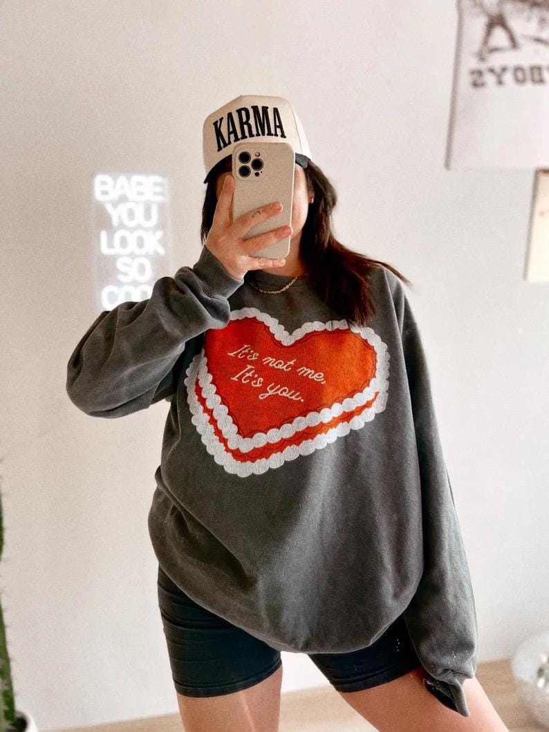 It's not me, its you Crewneck, anti vday single valentines shirt, trendy aesthetic valentines graphic sweatshirt