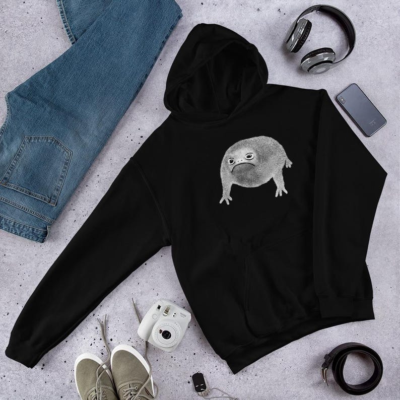 CLASSIC HOODIE Weird Frog Sweater Goblincore Folk Art Funny Birthday Sweatshirt Dark Academia Rain Frog Jumper Creepy Quirky Gothic Punk Emo