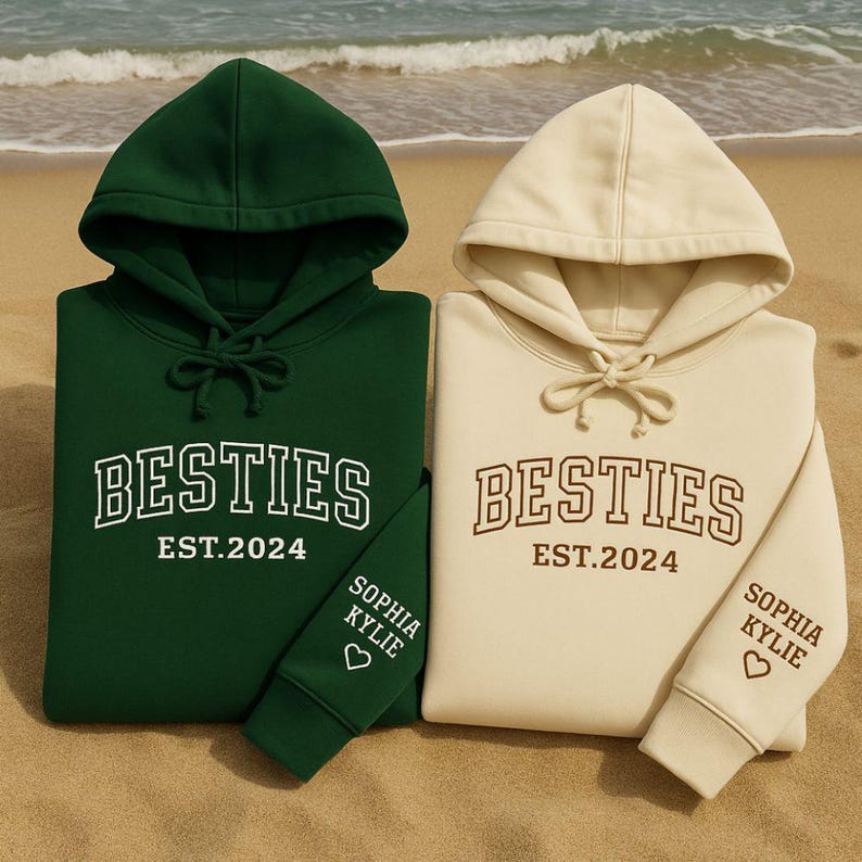 Custom Besties Embroidered Hoodie – Matching Personalized Gift