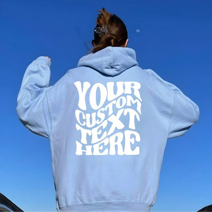 Custom Hoodie With Retro Wavy Font, Hoodie With Text On Back, Wavy Text Hoodie, Personalized Text Shirt, Custom Christmas Hoodie