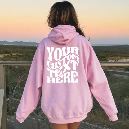 Custom Hoodie With Retro Wavy Font, Hoodie With Text On Back, Wavy Text Hoodie, Personalized Text Shirt, Custom Christmas Hoodie