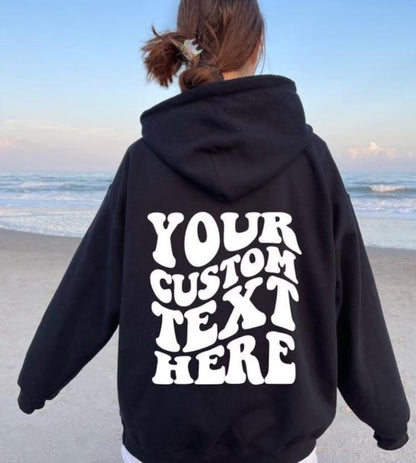 Custom Hoodie With Retro Wavy Font, Hoodie With Text On Back, Wavy Text Hoodie, Personalized Text Shirt, Custom Christmas Hoodie