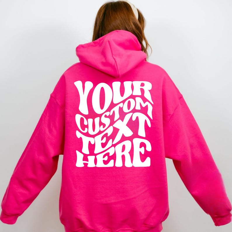 Custom Hoodie With Retro Wavy Font, Hoodie With Text On Back, Wavy Text Hoodie, Personalized Text Shirt, Custom Christmas Hoodie