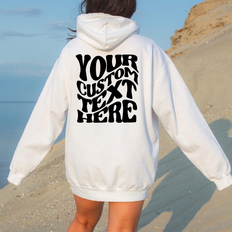 Custom Hoodie With Retro Wavy Font, Hoodie With Text On Back, Wavy Text Hoodie, Personalized Text Shirt, Custom Christmas Hoodie
