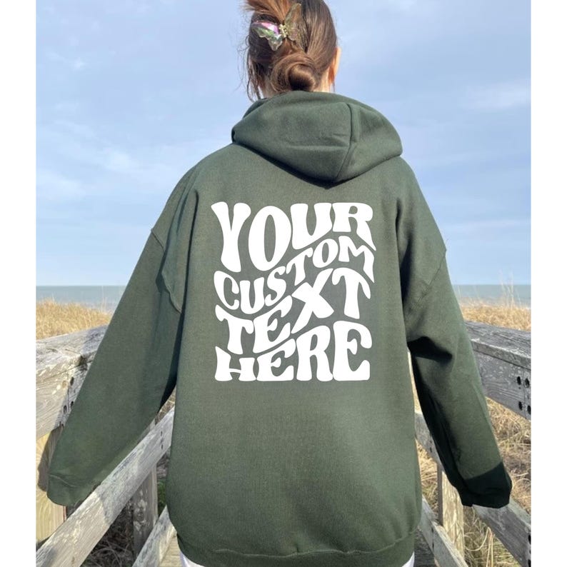 Custom Hoodie With Retro Wavy Font, Hoodie With Text On Back, Wavy Text Hoodie, Personalized Text Shirt, Custom Christmas Hoodie