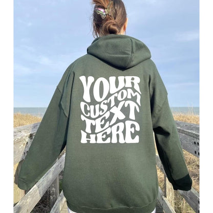 Custom Hoodie With Retro Wavy Font, Hoodie With Text On Back, Wavy Text Hoodie, Personalized Text Shirt, Custom Christmas Hoodie