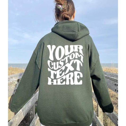 Custom Hoodie With Retro Wavy Font, Hoodie With Text On Back, Wavy Text Hoodie, Personalized Text Shirt, Custom Christmas Hoodie