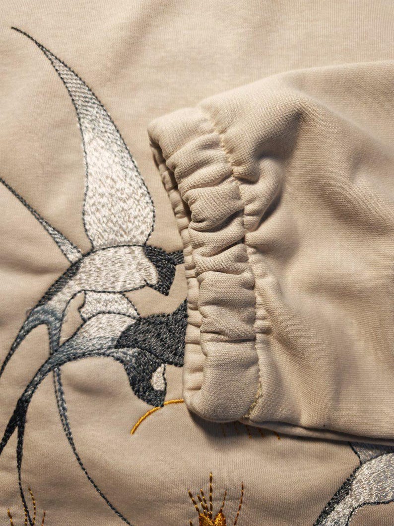 Birds embroidered hoodie, Floral embroidered sweatshirt, Hummingbird hoodie, Crewneck embroidered pullover, Gift for birthday, Gift for her