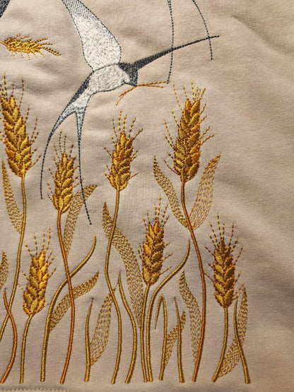 Birds embroidered hoodie, Floral embroidered sweatshirt, Hummingbird hoodie, Crewneck embroidered pullover, Gift for birthday, Gift for her