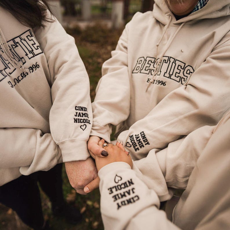 Custom Besties Embroidered Hoodie – Matching Personalized Gift