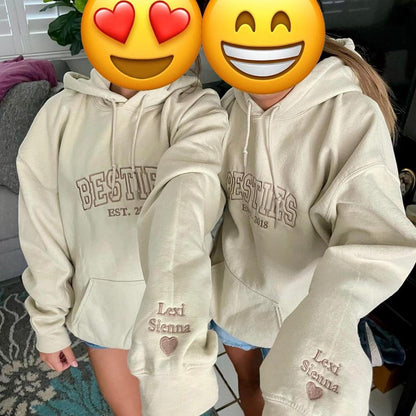 Custom Besties Embroidered Hoodie – Matching Personalized Gift