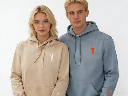 Custom Embroidered Hoodie | Matching Couples Animal Silhouette Sweatshirt | Best Friend Gift | Fox & Rabbit Valentines Day Gift with Names