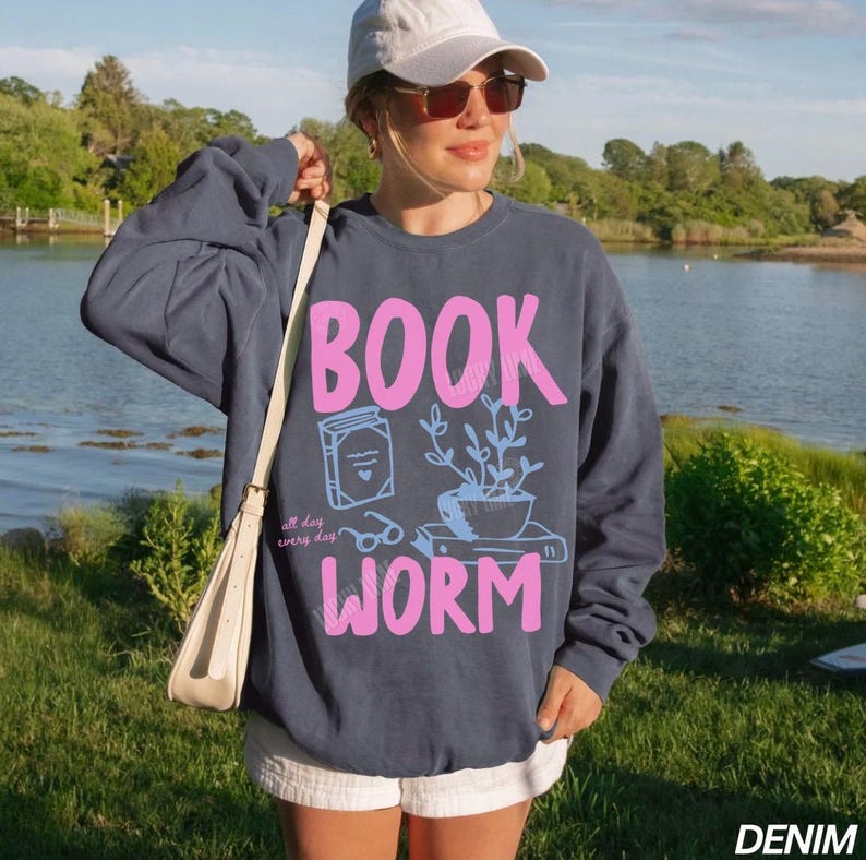 Comfort Colors® Bookworm Sweatshirt, Bookish Sweatshirt, Trend Book Shirts For Women, Book Lover Gifts, Reading Sweatshirt