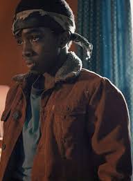 Lucas Sinclair Red Denim Jacket – Stranger Things red denim shearling collar jacket