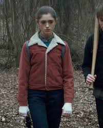 Nancy Wheeler Red Corduroy Jacket – Stranger Things Shearling Collar
