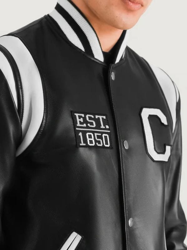 Liberte California Black Leather Varsity Jacket