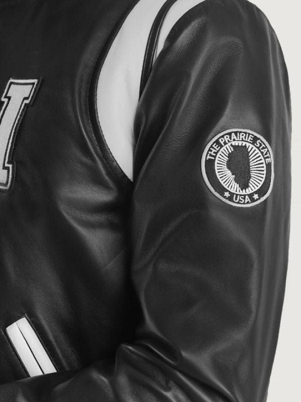 Liberte Illinois Black Leather Varsity Jacket