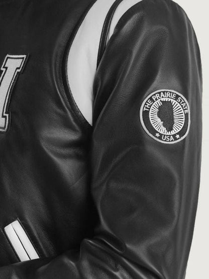 Liberte Illinois Black Leather Varsity Jacket