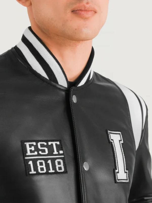 Liberte Illinois Black Leather Varsity Jacket