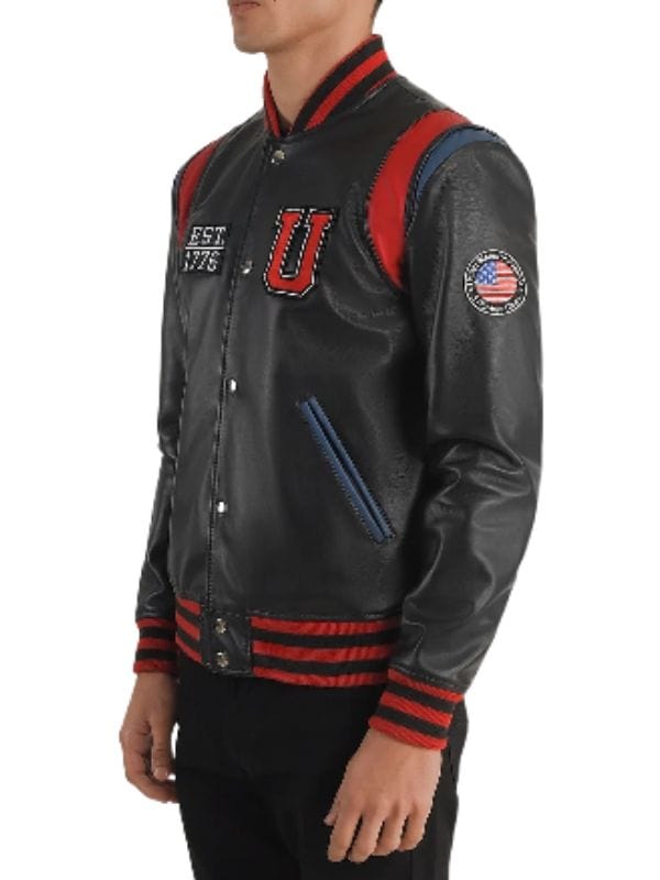 Liberte USA Black Leather Varsity Jacket