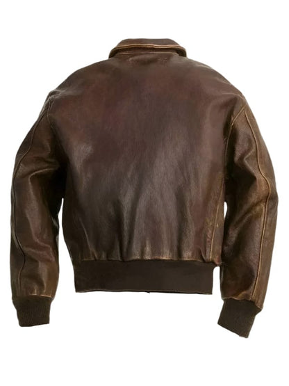 Men's A2 Bomber Distressed Brown Leather Jacket