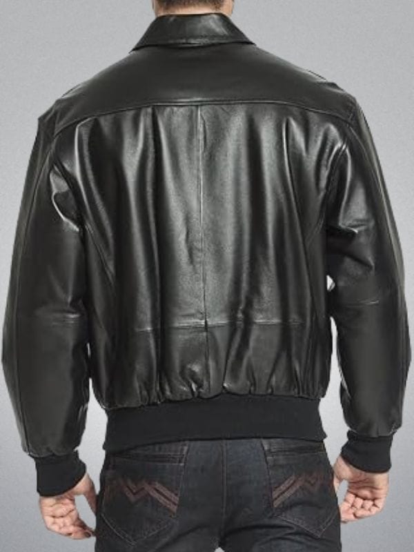 Men's Air Force A-2 Leather Flight Black Bomber Jacket