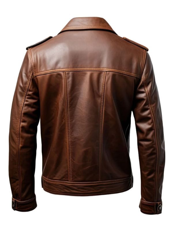Men’s Dark Brown Trucker Jacket made from genuine sheepskin with shirt collar – Arna Luxe
