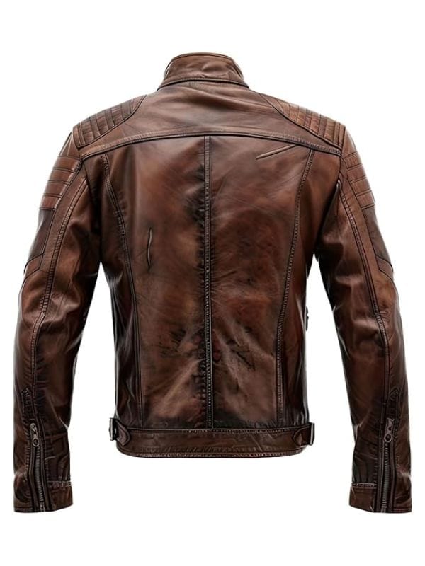 “Men’s Distressed Brown Café Racer Jacket Vintage Motorcycle Leather Arna Luxe”