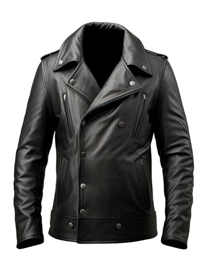 Men’s Genuine Sheepskin Double Breasted Black Peacoat