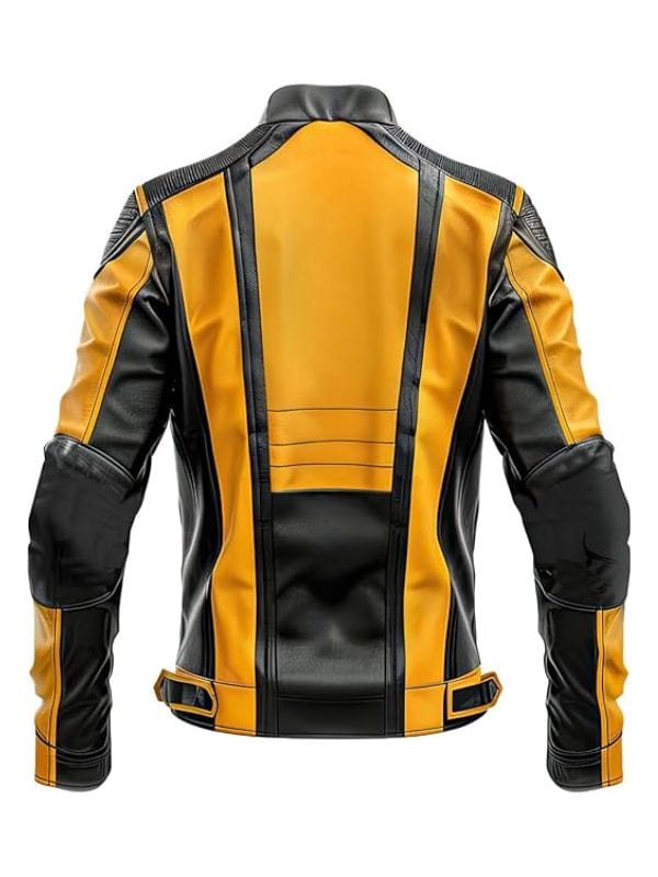 “Men’s Mustard & Black Racer Motorcycle Jacket Multi-Zipper Slim Fit Arna Luxe”