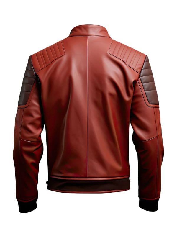 Men’s Quilted Cafe Racer Maroon Leather Jacket